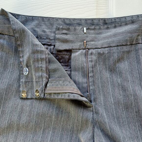 George Grey Stripe Slacks size 16 Ladies Average pockets hemmed short repaired - Picture 5 of 14